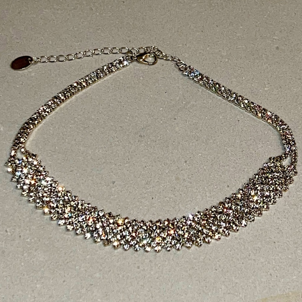 Rhinestone diamond silver Choker